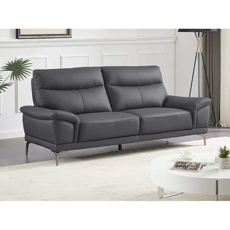 Vente-unique Sofa 3-Seater - Leather - Anthracite - ATESSO