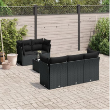 Homgoday Gartensofa-Set 6-teilig mit schwarzen Kissen aus Polyrattan, Lauko sofos sode, Gartenmöbel-Set für den Außenbereich, Gartenmöbel Type3249084