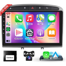 Podofo Autoradio Carplay Android Auto für Peugeot 308/408 2007-2015, Android Auto 2G+64G, 9