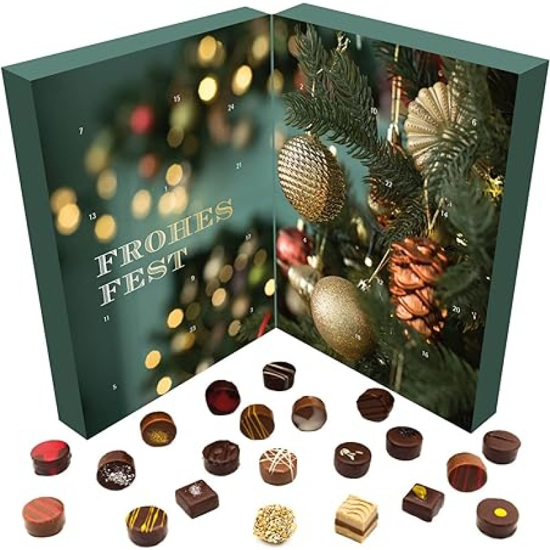 Hallingers Christmas Mood - Vegan Advent Calendar Chocolates Gift Handmade Part with Alcohol from Chocolate Vegan (Box) - Fill Advent Calendar Novelties & Advent Calendar | Congratulations Cha