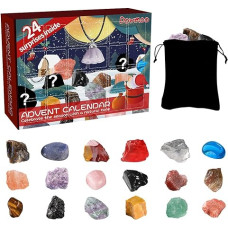 Advent Calendar 2024, 24 Days Christmas Advent Calendar Countdown Surprises, Natural Gemstone Rocks and Minerals for Collecting and Learning, for Girls Boys Geology Enthusiasts