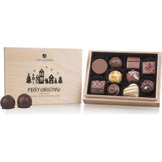 Xmas Premiere Mini - Chocolates - 10 Handmade Chocolates in Wooden Box | Chocolate Gifts | Women | Men | Gift Ideas | Christmas | Sweets | Man | Woman | Adults