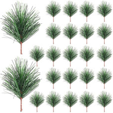 PRETYZOOM Pack of 24 Artificial Green Pine Needles Branches Holiday Fir Branches Small Fir Branches Stems Picks for Christmas Flower Arrangements Wreaths