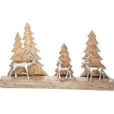 GILDE Decorative Winter Landscape - Made of Wood and Aluminium - Deer and Christmas Trees - Length 52 cm