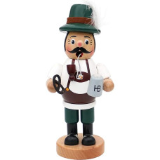 Dekohelden24 Funny Smoker Bavarian with Pretzel and Beer, Approx. 16 cm, Wood