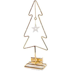 EUROCINSA Silhouette Christmas Tree Metal Colour Gold and LED Light 10.5 x 7 x 27.5 cm Pack of 3, Metal, Gold, One Size