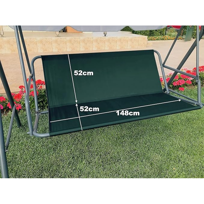 PETELA Replacement Swing Seat Cover Garden Swing Seat Cover Outdoor Garden Swing Seat Cover 148 x 52 x 52 cm Green