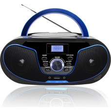 LONPOO Nešiojamasis CD grotuvas Boombox Bluetooth CD radijas FM USB ausinės Stereo garso