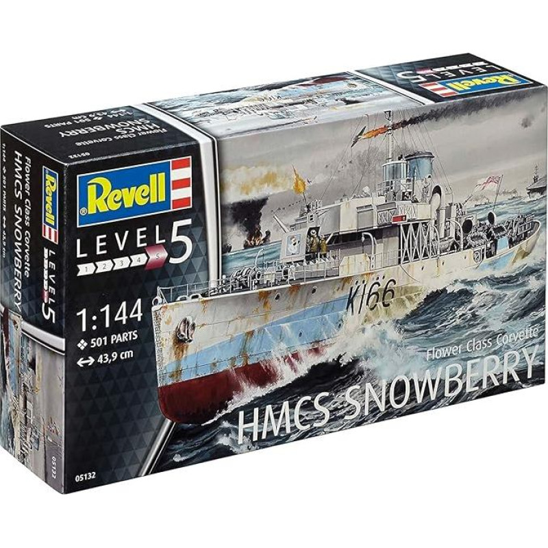 Revell Modellbausatz Schiff 1:144 - Flower Class Corvette HMCS SNOWBERRY im Maßstab 1:144, Level 5, originalgetreue Nachbildung mit vielen Details, 12 Jahre to 99 Jahre, 05132, merhfarbig