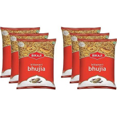 Bikaji Bhujia Snack 200 g - Aslee Bikaneri Namkeen Anytime Snack-Beutel, traditionell, indisch, salzig, knusprig, 6 Stück