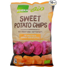 Edeka Bio saldžiųjų bulvių traškučiai su druska, 10 pakuočių (10 x 100 g)