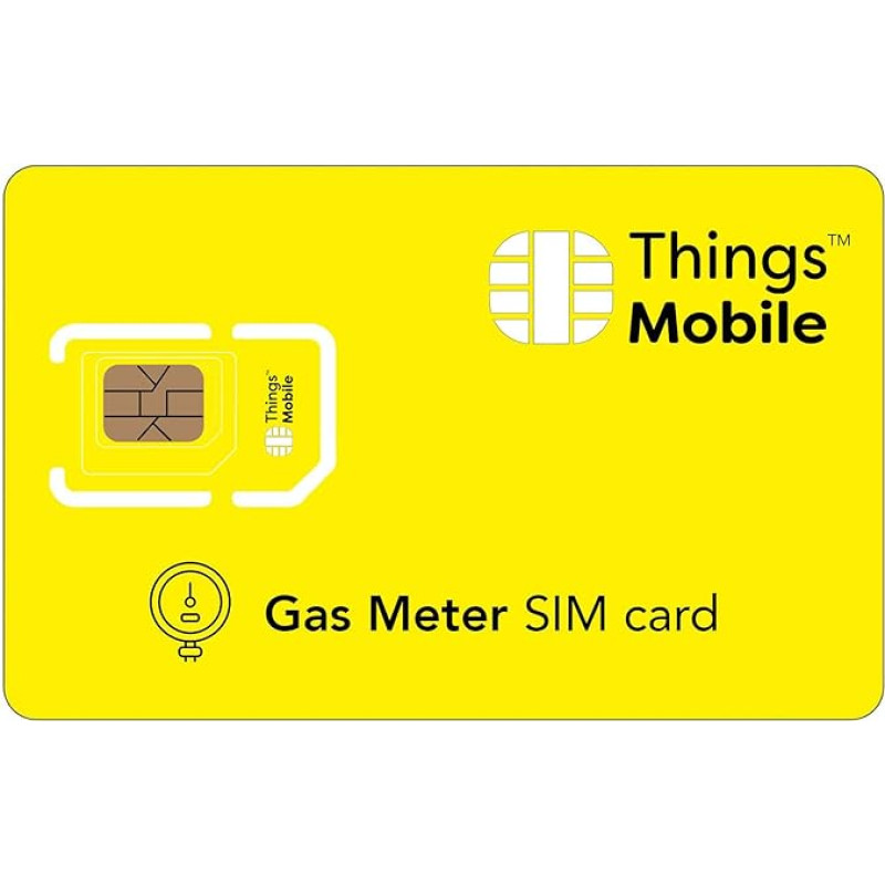 SIM-Karte für GASZÄHLER - Things Mobile - mit weltweiter Netzabdeckung und Mehrfachanbieternetz GSM/2G/3G/4G. Ohne Fixkosten und ohne Verfallsdatum. 10 € Guthaben inklusive