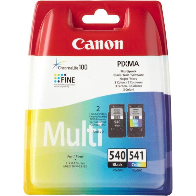 Original Canon 5225B005, 5227B005 / PG-540, CL-541, für Pixma MX 370 2x Premium Drucker-Patrone, Schwarz, Cyan, Magenta, Gelb, 1x 180, 1x 180 Seiten