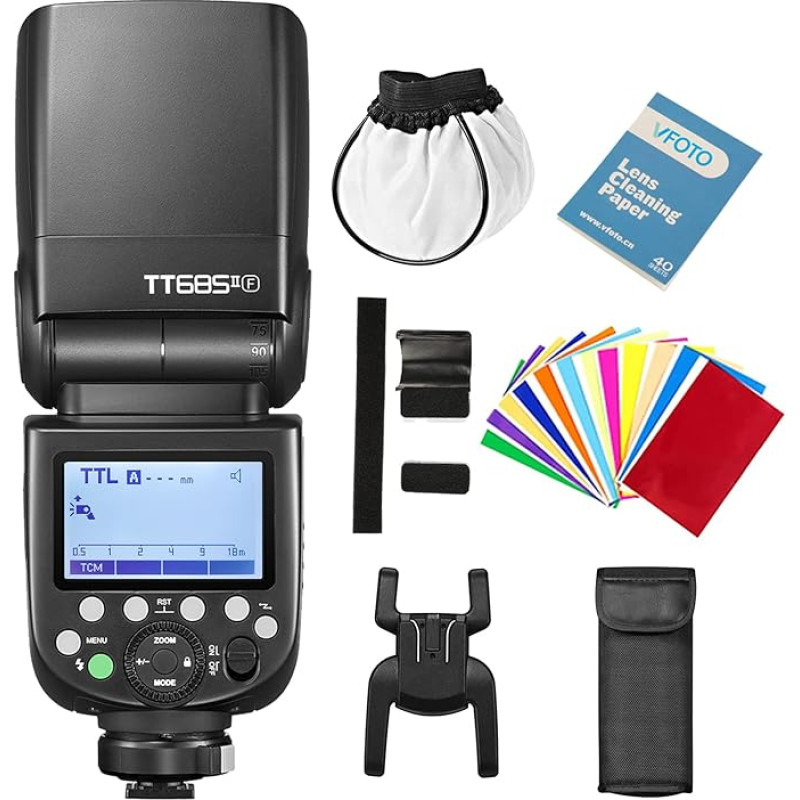 Godox TT685II-F TT685FII Speedlite TTL Flash Camera 2.4G HSS High Speed 1/8000s GN60 Compatible with Fuji X-Pro2 X-T100 X-T20 X-T2 X-T1 X-Pro1 X-T10 X-E-E-E. 1 X-A. 3 X-A5 X100F X100T