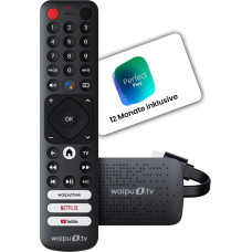 waipu. TV 4K Stick + 12 Months Perfect Plus | TV Combi | TV Over WLAN | Remote Control with Quick Dial Buttons (with TV Control Buttons) | HDMI | 4K | HDR