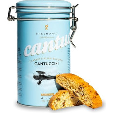 Greenomic - Italian Cantuccini - 180g - Ideal as a Christmas Gift - Original Italian Pastry with Fig - Packaged in a Charming Gift Tin - Italian-Sicilian Pastry