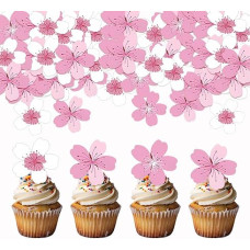 Valgomos gėlės tortui, 60 valgomų gėlių torto dekoracijų pakuotė, valgomos gėlės, pagamintos iš valgomojo popieriaus, gėlių dekoracijos tortui, valgomos vyšnių žiedų keksiukų dekoracijos, gėlių torto dekoracijos