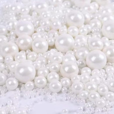 Balto perlinio cukraus pabarstukai Valgomieji saldainiai karoliukai 120 g, mišraus dydžio, kepimo tortų dekoracijos, ledo priedai ir sausainių puošyba, vestuvių gimtadienio vakarėlio Helovino ir Kalėdų priedai