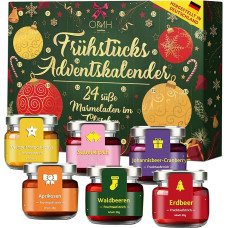 Breakfast Advent Calendar Jam from Germany Jam Christmas 2024 Presentation of 24 Glasses Gift Set