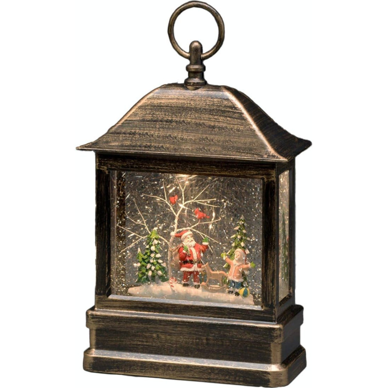 Konstsmide 2886-000 LED Lantern, Santa with Child, Warm White LED, Brass, Selectable Energy Supply