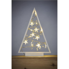 EMOS Luminous Wooden Christmas Tree, 15 LEDs, Warm White Light, Christmas Decoration, IP20 for Indoor Use, Battery Operated (2 x AA), 10,000 Hour Life, 6/18h Timer, 0.45 Watt, 20 x 30 cm