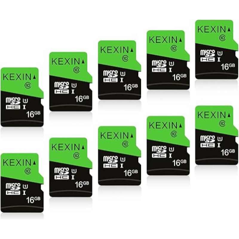 KEXIN SD kortelės 16GB Micro SD kortelė 10 mikro SDHC atminties kortelių TF kortelių pakuotė su 2 adapteriais