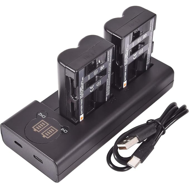DSTE 2 x NP-FM500H Replacement Battery + Dual USB Charger with LCD Display Compatible with Sony a200,a300,a350,a700,Alpha a58, a99,DSLR-A100/B,DSLR-A100K/B,DSLR-A100W/B,DSLR-A300,DSLR-A300K Camera