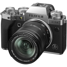 FUJIFILM X-T4 sisteminis fotoaparatas (26,1 megapikselio, X-Trans CMOS 4 jutiklis, 7,6 cm (3 colių) jutiklinis LCD ekranas) su XF18-55mmF2.8-4 R LM OIS objektyvo rinkiniu, sidabrinės spalvos