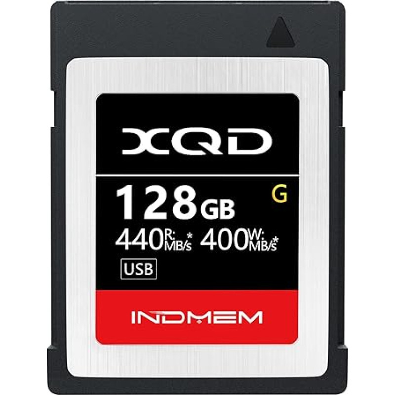 INDMEM 128GB XQD Card 5X Tough MLC XQD Flash Memory Card High Speed G Series (Read 440MB/s and Write 400MB/s)