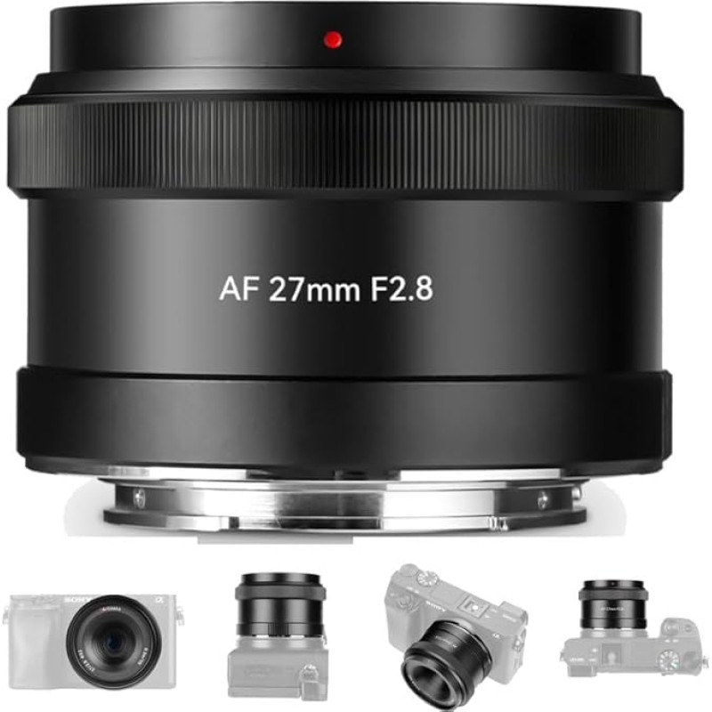 7artisans AF 27mm F2.8 E objektyvas su automatiniu fokusavimu APS-C kadro objektyvas, skirtas E-Mount fotoaparatams A5000 A6600 NEX-3 NEX-3N NEX-7 NEX5 CA7 A7I A7R A7S A7SI A7SII A9 ir kitiems (juodas)