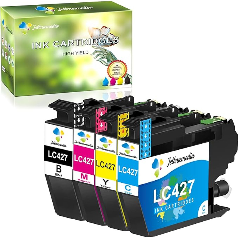 JTM LC427 LC 427 Ink Cartridges Compatible with Brother LC427 Printer Cartridges for Brother HL-J6010DW MFC-J5955DW MFC-J6955DW MFC-J6957DW MFC-J6959DW (4 Pack, 1 Black, 1 Cyan, 1 Magenta, 1 Yellow)