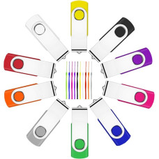 Fesaymi USB atmintinė 4 GB 2.0 Flash diskas Įvairiaspalvė atmintinė 360° pasukimo kampu greitaeigė atmintinė su dirželiu (4 GB, 10 vnt.)