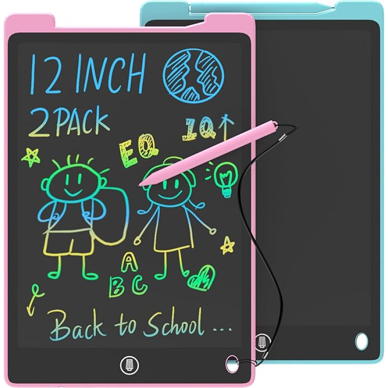 GUYUCOM Pakuotė iš 2 vaikų piešimo lentos 12 colių Vaikų žaislas nuo 2 3 4 5 6 metų Berniukas Mergaitė, rašymo lenta, tapybos lenta, vaikų žaislas ir gimtadienio dovanos