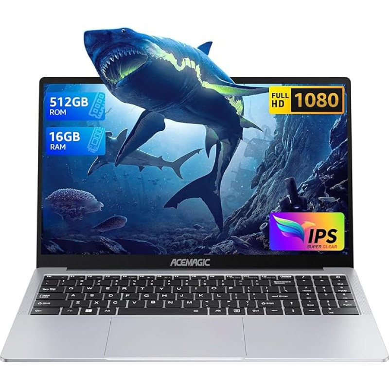 ACEMAGIC nešiojamasis kompiuteris, metalinis korpusas, 15,6 colių FHD, 16 GB DDR4, 512 GB SSD nešiojamasis kompiuteris, 