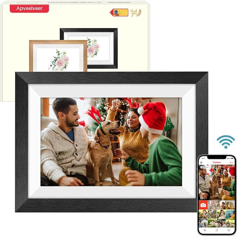Skaitmeninis nuotraukų rėmelis WiFi, 10,1 colio elektroninis nuotraukų rėmelis su 32 GB atmintimi, 1280 x 800 IPS jutiklinis ekranas su automatiniu pasukimu, galimybė akimirksniu dalytis nuotraukomis / vaizdo įrašais per 