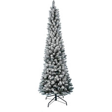 Slim Snow Covered Pine Christmas Tree 180cm Super Full, Realistic, Opening Umbrella, 66cm Diameter (Snow Covered)