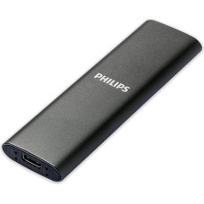 PHILIPS išorinis nešiojamasis 2 TB SSD diskas - itin plonas, SATA Ultra Speed USB-C, skaitymo greitis iki 550 MB/s, aliuminis