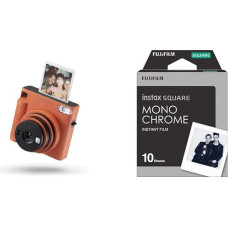 instax Square SQ1 momentinis fotoaparatas, terakotos oranžinės spalvos ir nespalvota kvadratinė juosta (1x10 nuotraukų)