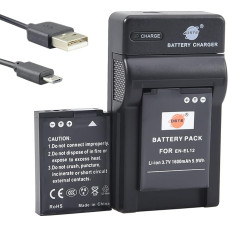 DSTE EN-EL12 ličio jonų akumuliatorius (2 vnt.) ir mikro USB įkroviklis, tinkantis Nikon Coolpix P300 P310 P330 P340 S31 S70 S610 S620 S630 S640 S800c