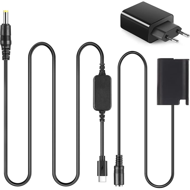 USB-C Adapter DMW-AC8 Power Cable DMW-DCC17 Dummy Battery Coupler PD Adapter Kit Replace DMW-BLK22 Battery for Panasonic Lumix S5 GH6 DC-S5 DC-S5K