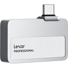Lexar Professional Go Portable SSD 2TB, Ultra Compact, Supports Apple ProRes, up to 1050MB/s Read and 1000MB/s Write, USB 3.2 Gen 2, IP65, for iPhone 15/16 Pro, Silver