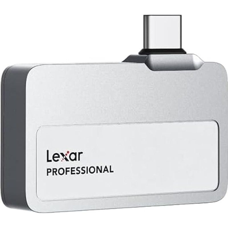 Lexar Professional Go Portable SSD 2TB, Ultra Compact, Supports Apple ProRes, up to 1050MB/s Read and 1000MB/s Write, USB 3.2 Gen 2, IP65, for iPhone 15/16 Pro, Silver