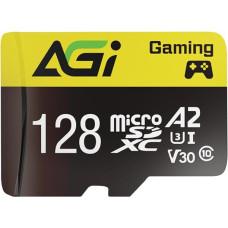 AGI TF138 128GB MicroSDXC Memory Card with Adapter and microSDXC, A2, U3, V30, Read Speed up to 98MB/s for Drone/DashCam/Camera/Phone/Switch/PC/Tablet