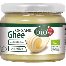 BIOASIA Ekologiškas sviestas Ghee, išgrynintas sviestas kepimui, kepimui, kepimui ir kepimui, gryni sviesto riebalai, skirti sveikai ajurvedinei virtuvei arba paleo dietai, 1 x 250 ml