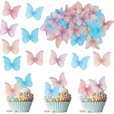 ENLACE Valgomieji drugeliai tortams, 48 spalvingų drugelių dekoracijų pakuotė, valgomosios popierinės drugelių dekoracijos, gimtadienio, valgomosios tortų dekoracijos, drugelių keksiukų puošmenos vestuvėms