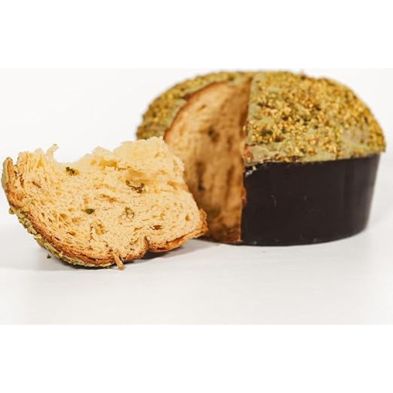 Artisan Panettone from Puglia, Traditional Classic with White Chocolate, Dark Chocolate or Pistachio, 850 g (Glazed Panettone 850 g, Pistachio)