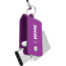 IOCOL Dual USB Stick Mini: Ultra USB C Stick for Type Mobile Phone and Car 128 GB Flash Drive in Purple
