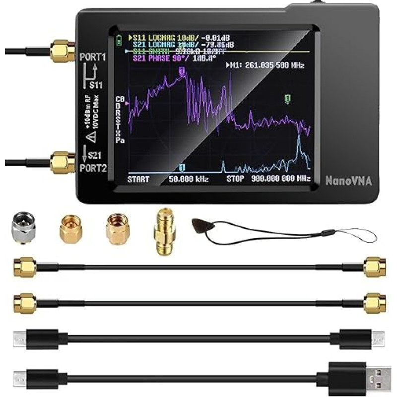 SURLABA NanoVNA-H Vector Network Analyzer, 50KHz-1.5GHz Spectrum Analyzer, Touchscreen HF VHF UHF Antenna Analyzer with Latest HW Version 3.6, Support 32GB SD Card XFDE-T8-VNA