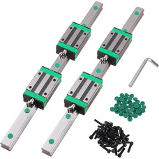 CNCYEAH Linear Guide Set 2 Pieces HGR25 Linear Rail 500 mm Linear Guide Rail + 4 Pieces HGH25CA Sliding Block + Linear Motion Cover C6 + M6 x 16 mm Screw for 3D Printer CNC Machine