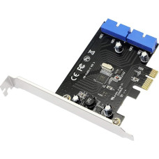 SinLoon PCI Express ir dvigubo 19 kontaktų USB 3.0 kortelės PCI-e ir vidinio 20 kontaktų USB 3.0 adapteris, skirtas kompiuteriui (19 kontaktų)